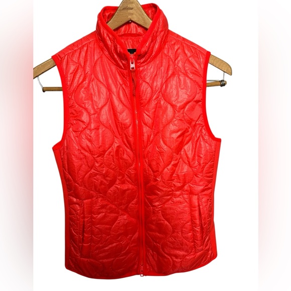 J. Crew Jackets & Blazers - J. Crew Neon Orange Quilted Puffer Vest XS